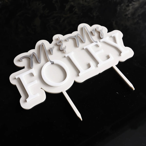 'Mr & Mrs' Wedding Raised Letter Cake Topper