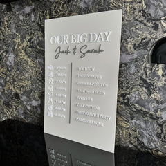 'Our Big Day' Wedding Order Of Events Raised Letter Sign