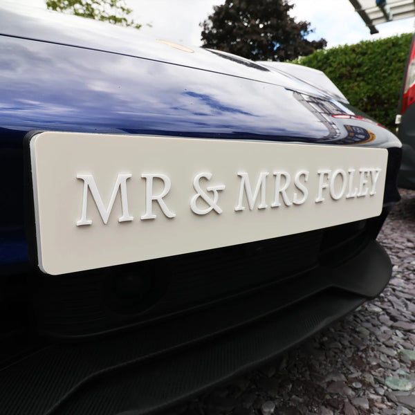'Mr & Mrs' Wedding Raised Letter Number Plate Sign