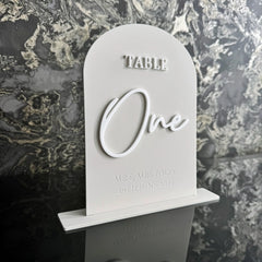 'Name Or Number' Raised Letter Table Top Sign