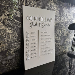 'Our Big Day' Wedding Order Of Events Raised Letter Sign