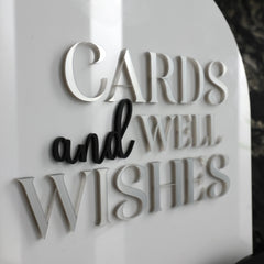 'Cards And Well Wishes' Raised Letter Table Top Sign