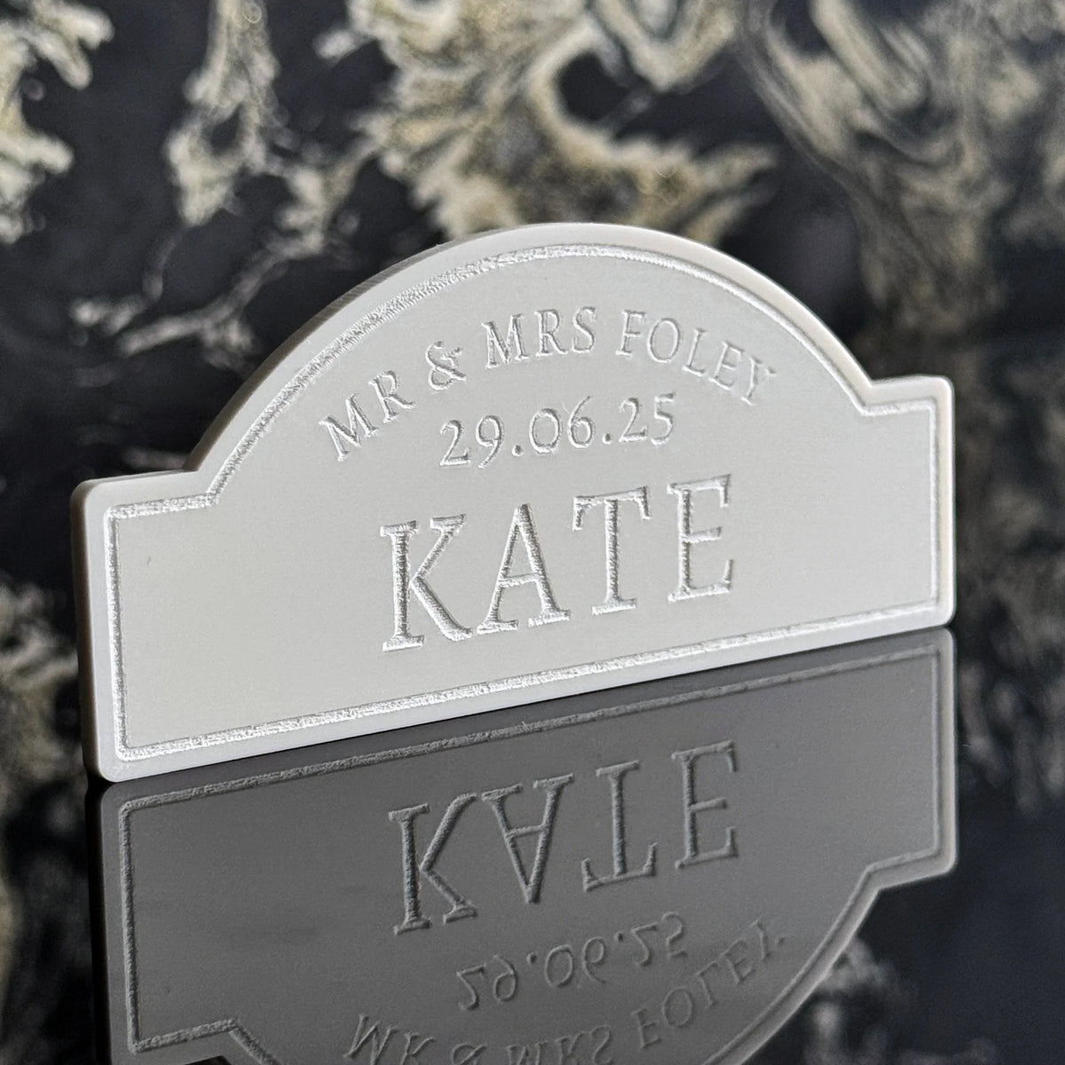 Laser Etched Table Top Place Name