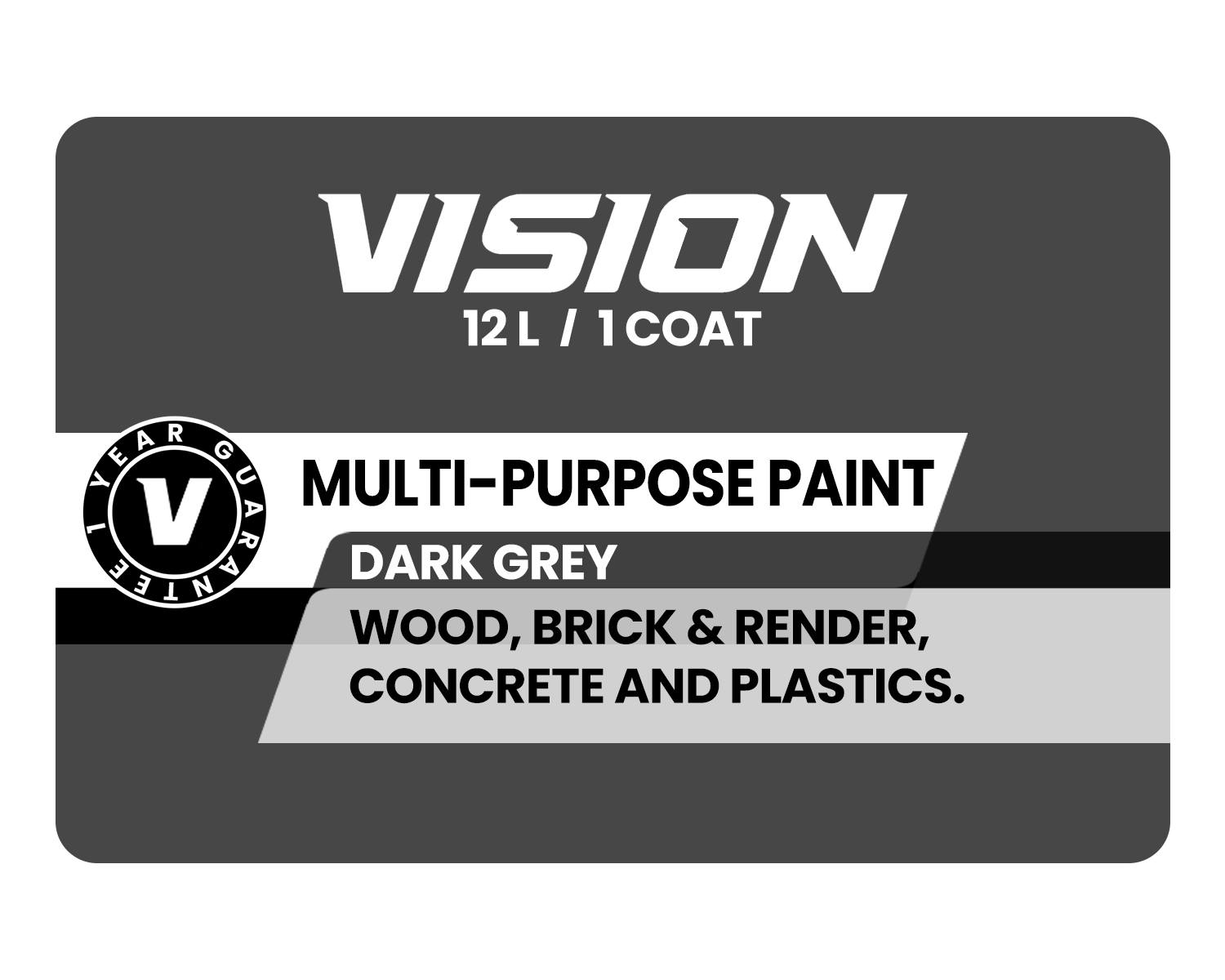 Vision Multi-Purpose Paint - Dark Grey - 12 Litres