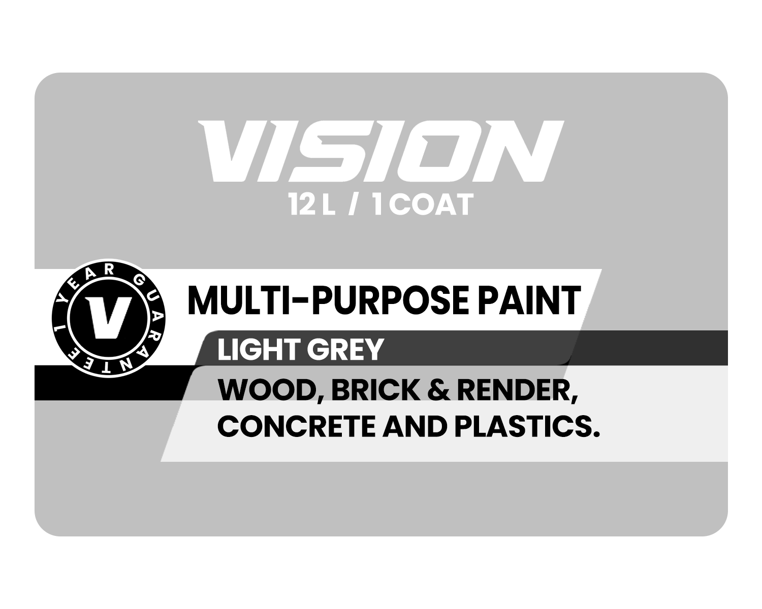 Vision Multi-Purpose Paint - Light Grey - 12 Litres