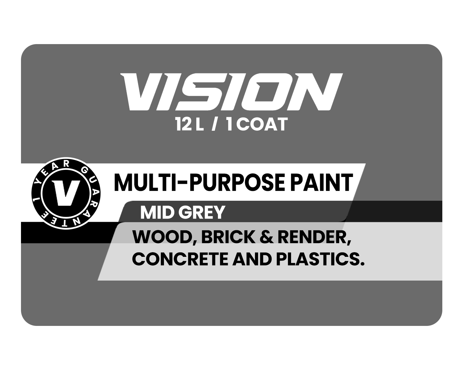 Vision Multi-Purpose Paint - Mid Grey - 12 Litres